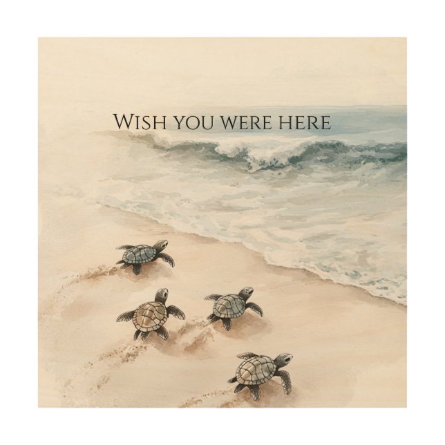 Ocean Beach Coast Sea Turtles Wood Wall Art (Front)