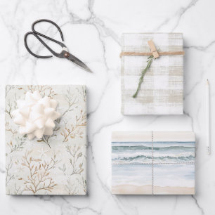 Ocean Beach Coast Starfish Birthday Wrapping Paper Sheets