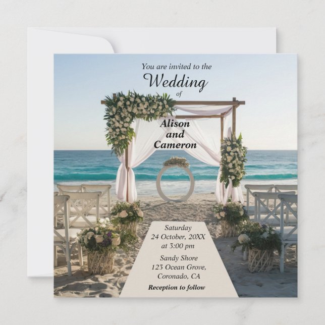 Ocean Beach Coast Wedding Invitation (Front)