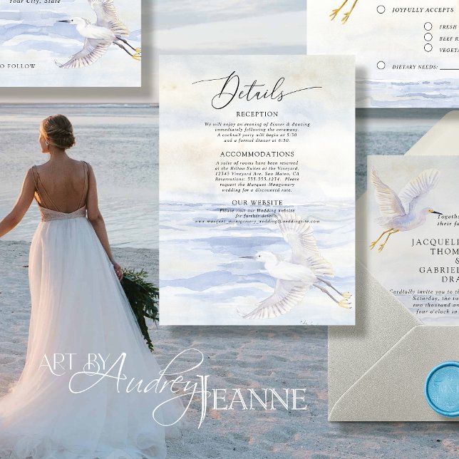 Ocean Beach Coastal Bird Blue and White Details Enclosure Card (Creator Uploaded)