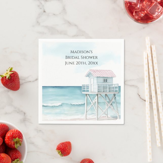 Ocean Beach Coastal Bridal Shower Napkins (Insitu)