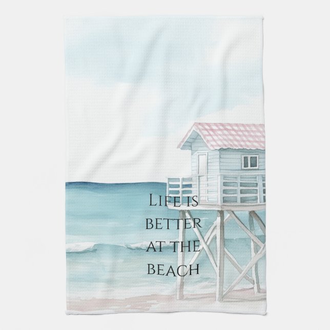Ocean Beach Coastal   Kitchen Towel (Vertical)