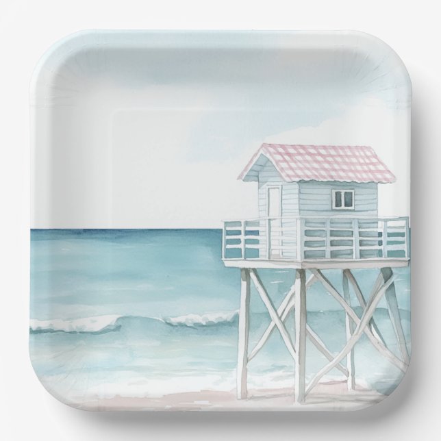 Ocean Beach Coastal  Paper Plates (Front)