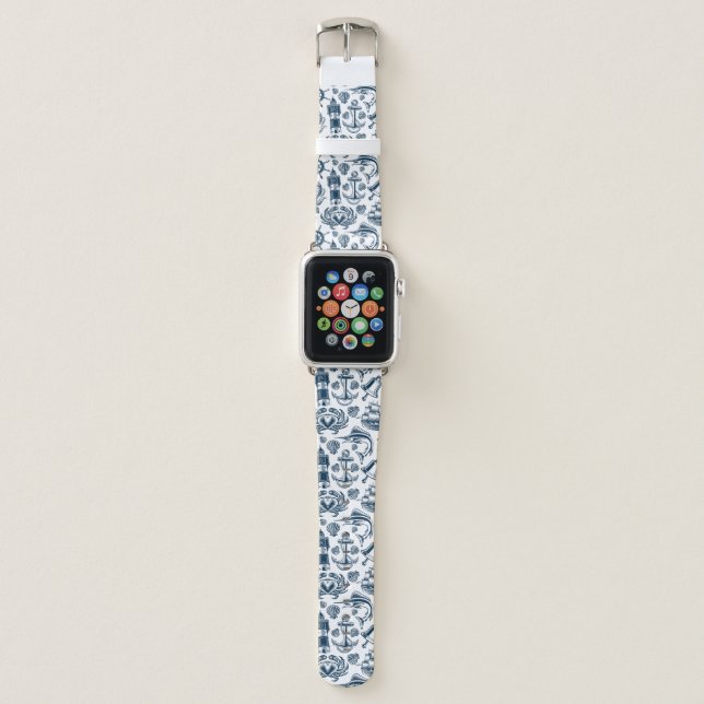 Ocean Beach Coastal Pattern Apple Watch Band (Front)