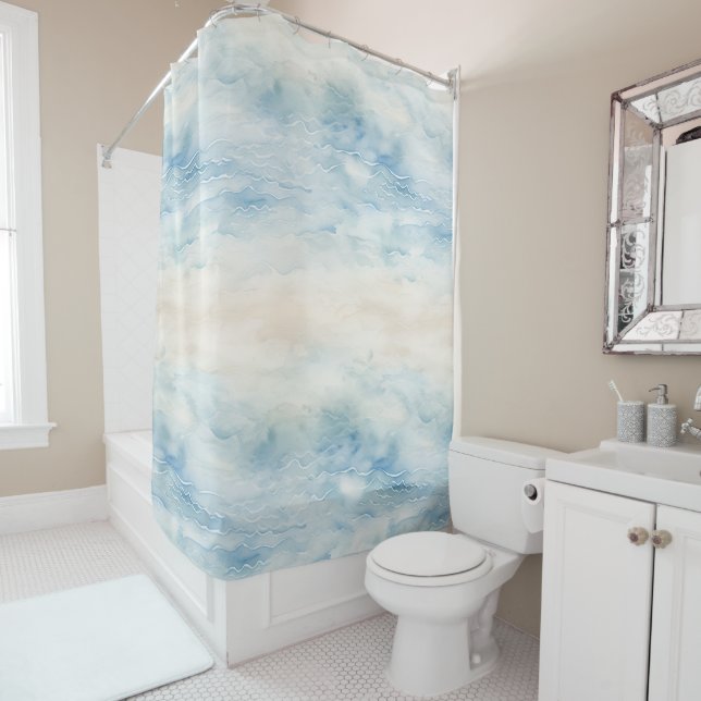 Ocean Beach Coastal   Shower Curtain (In Situ)