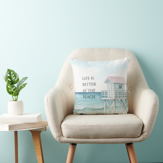 Ocean Beach Coastal  Throw Pillow (Chair)