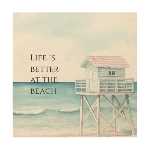 Ocean Beach Coastal Wood Wall Art