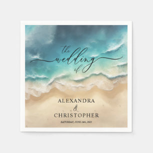 Ocean Beach Couple Wedding Signature Summer Guest Napkins