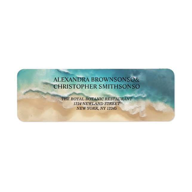 Ocean Beach Cute Signature Boho Newly Weds Wedding Label (Front)
