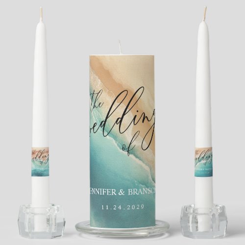 Ocean Beach Cute Signature Summer Dance Unity Candle Set