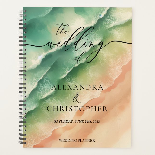 Ocean Beach Cute Signature Summer Green Sun Planner (Front)