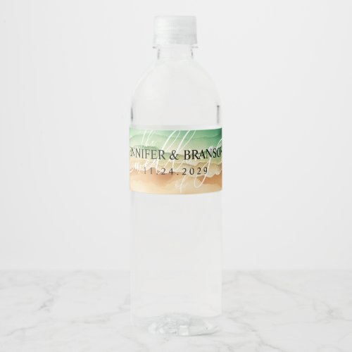 Ocean Beach Cute Signature Summer Party Sun Water Bottle Label