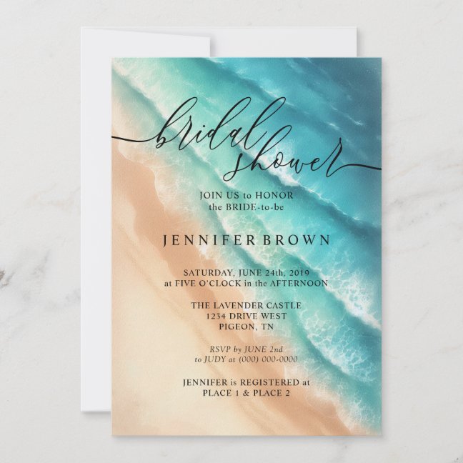 Ocean Beach Cute Signature Summer Watercolor Invitation