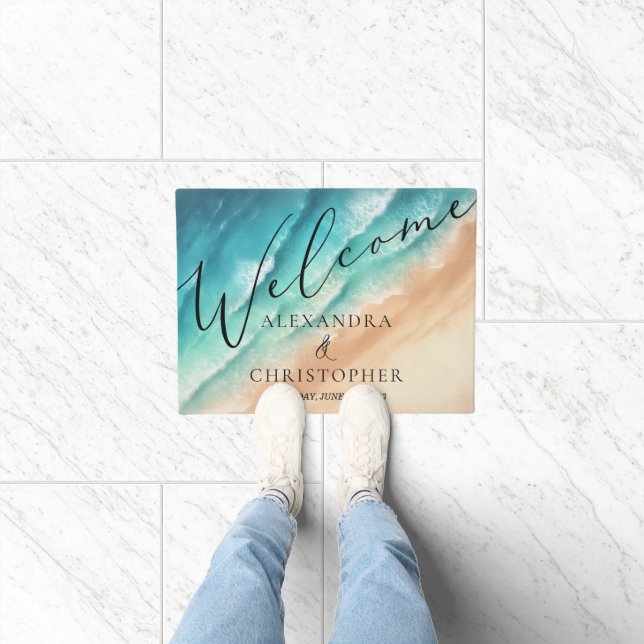 Ocean Beach Cute Signature Summer Welcome Doormat (Indoor)