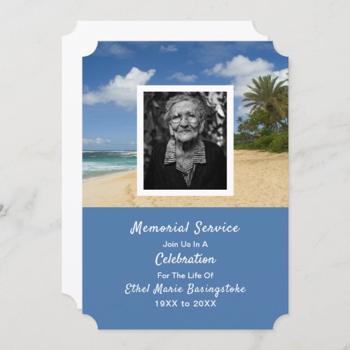 Ocean Beach Death Memorial Service Invitations