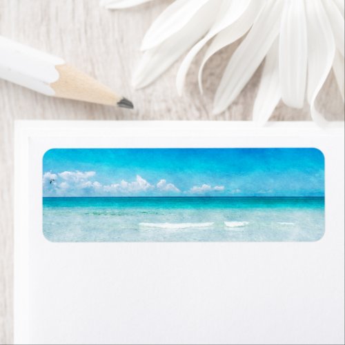 Ocean Beach Decor in Teal Aqua Turquoise Blue Label