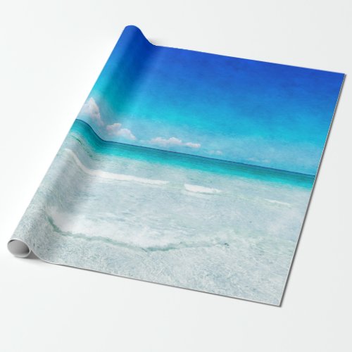 Ocean Beach Decor in Teal Aqua Turquoise Blue Wrapping Paper