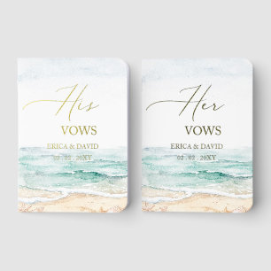 Ocean Beach Destination Wedding His and Hers Foil Vow Books
