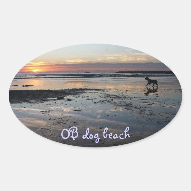 Ocean Beach, dog beach Oval Sticker (Front)