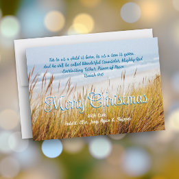 Ocean Beach Dunes Merry Christmas Christian Cards