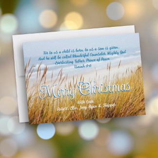 Ocean Beach Dunes Merry Christmas Christian Cards