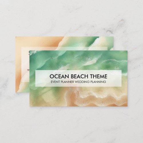 Ocean Beach Event Planning Party Green Sea Business Card