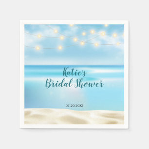 Ocean Beach Fairy Lights Bridal Shower Napkins
