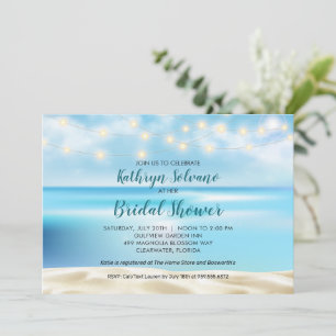 Ocean Beach Fairy Lights Bridal Wedding Shower Invitation