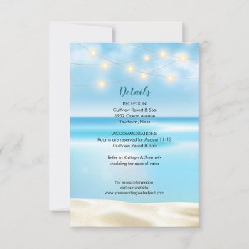 Ocean Beach Fairy Lights Wedding Insert Reception Invitation by starstreamdesign at Zazzle