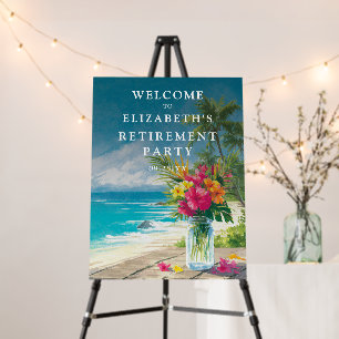 Ocean Beach Floral Retirement Party Welcome Sign