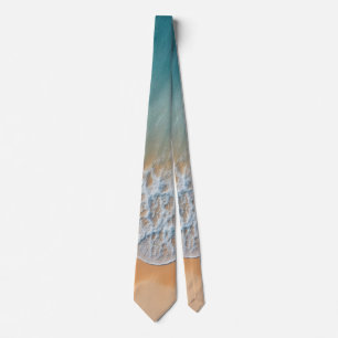 Ocean Beach From Above Turquoise Sea Waves Neck Tie