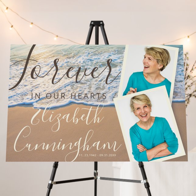 Ocean Beach Funeral Memorial Custom Photo Foam Board (In Situ (Stand))