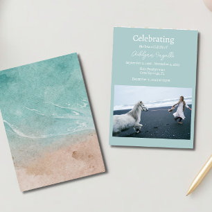 Ocean Beach Funeral Photo Celebration of Life Invitation