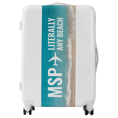 Ocean Beach Funny Custom Airport Code Vacation Luggage