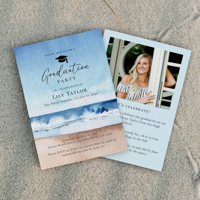 Ocean Beach Graduation Party  Invitation (Creator Uploaded)