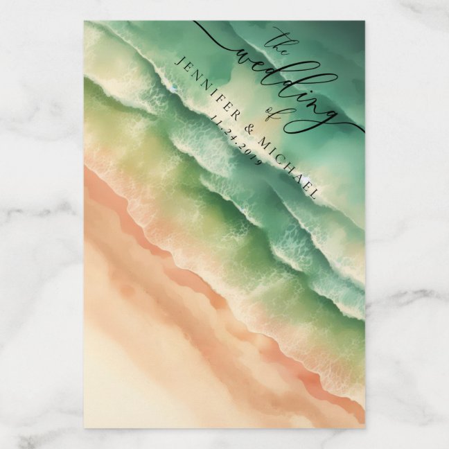 Ocean Beach Green Summer Watercolor Envelope Liner