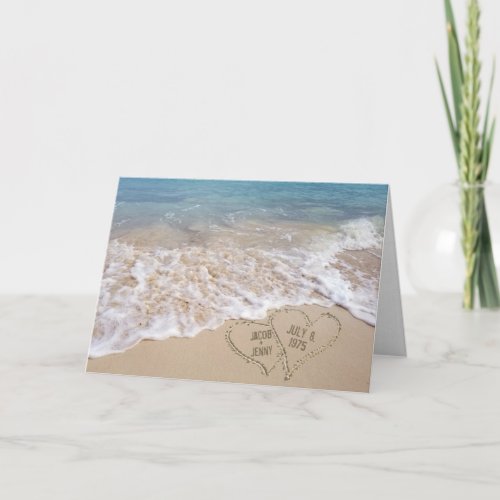 Ocean Beach Hearts anniversary Card