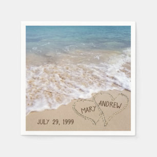 Ocean Beach Hearts anniversary Napkins