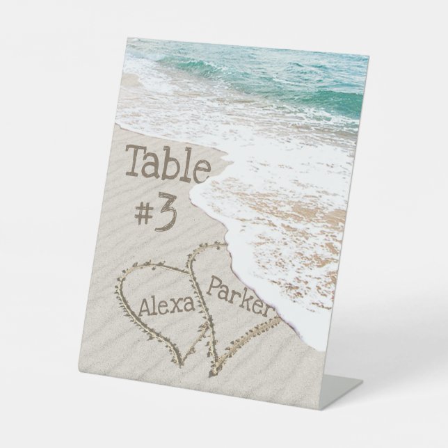 Ocean Beach Hearts Pedestal Sign (Front)