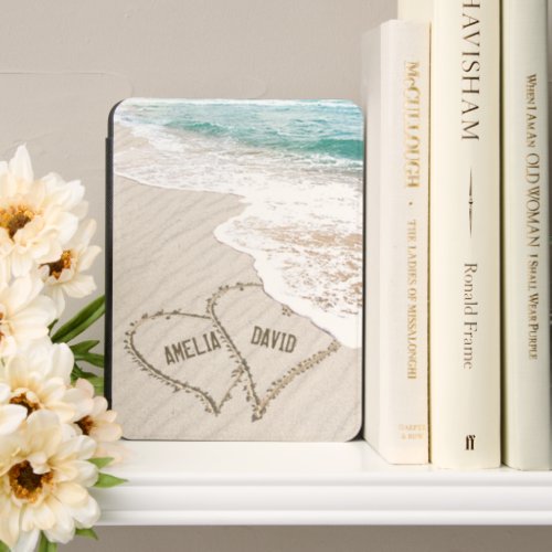 Ocean Beach Hearts with Custom Names Kindle Cover