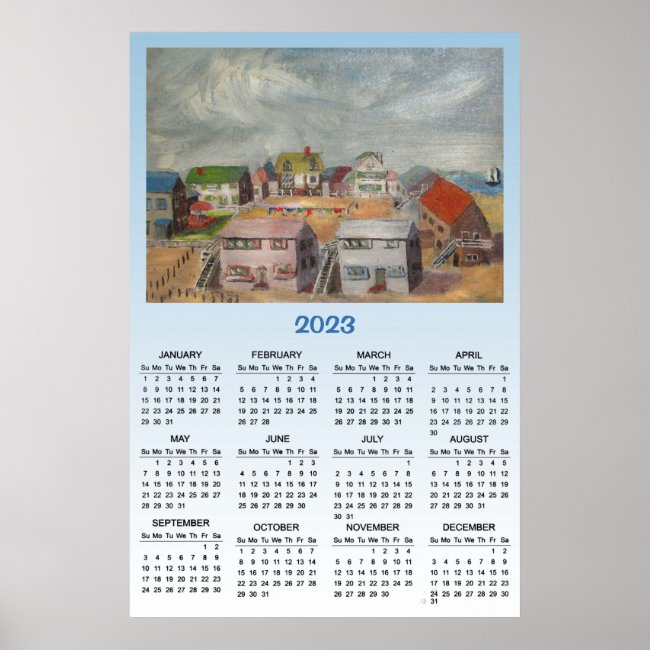 Ocean Beach Houses 2023 Scenic Calendar Poster