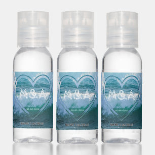 Ocean, Beach Life Wedding Heart Initials and Date Hand Sanitizer