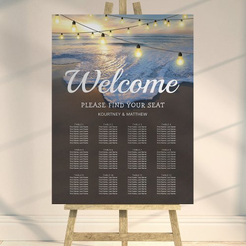 Ocean Beach Lights Wedding Seating Plan Foam Board