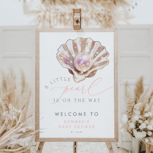 Ocean Beach Little Pearl Baby Shower Welcome Sign