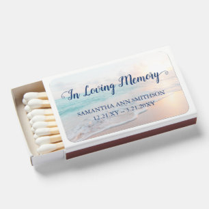 Ocean Beach Loving Memory Funeral Favor Matchboxes