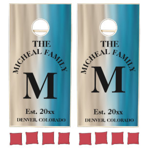 Ocean Beach Monogram Personalized Styled Cornhole Set