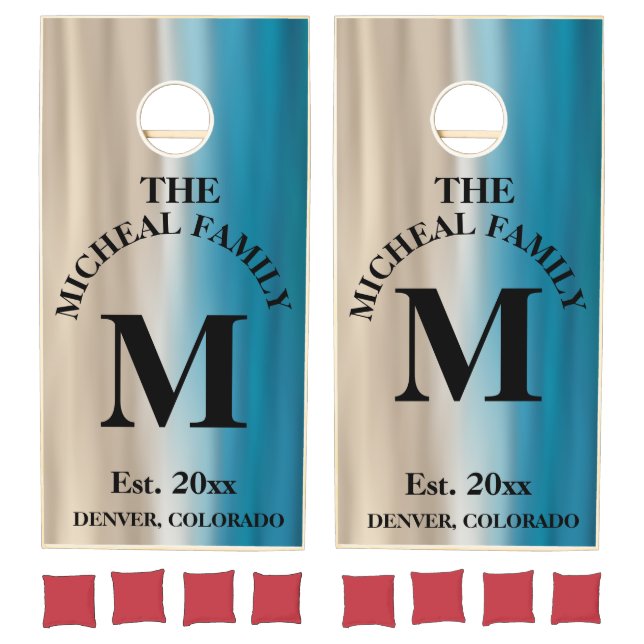 Ocean Beach Monogram Personalized Styled Cornhole Set (Set)