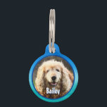 Ocean Beach Monogram Photo Name Address Pet ID Tag<br><div class="desc">This simple photo design features a watercolor beachy blue and green background. Click the customize button for more flexibility in modifying the text! Variations of this design as well as coordinating products are available in our shop, zazzle.com/store/doodlelulu. Contact us if you need this design applied to a specific product to...</div>