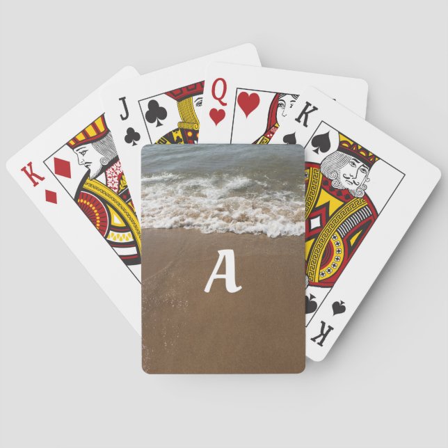 Ocean Beach Monograms Initial Water Waves 2022 Poker Cards (Back)