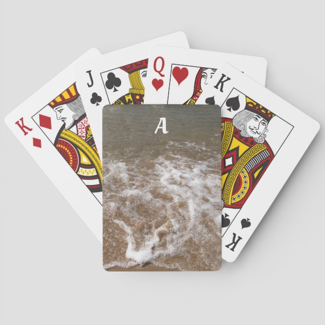 Ocean Beach Monograms Initial Water Waves Gift Poker Cards (Back)